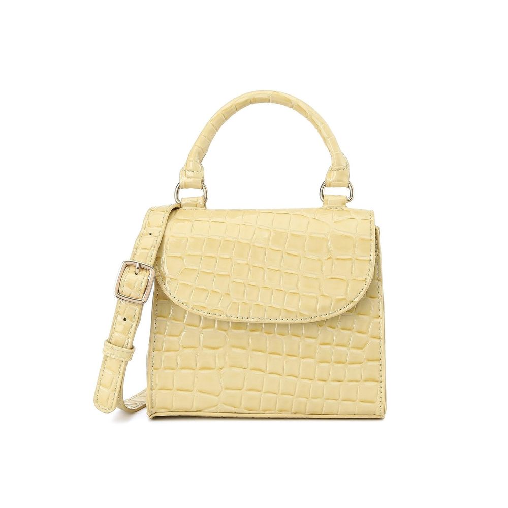 Yellow Mini Top Handle Bag Faux Leather Small Crossbody Purse Girls o_o
